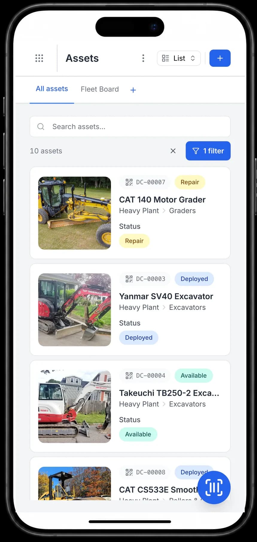 Scan the asset, start the inspection