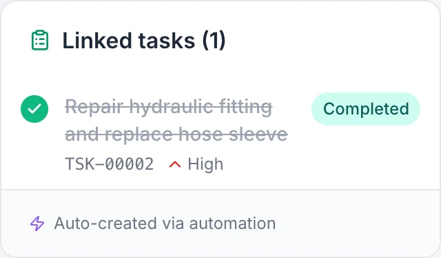 A failed item raises the work order