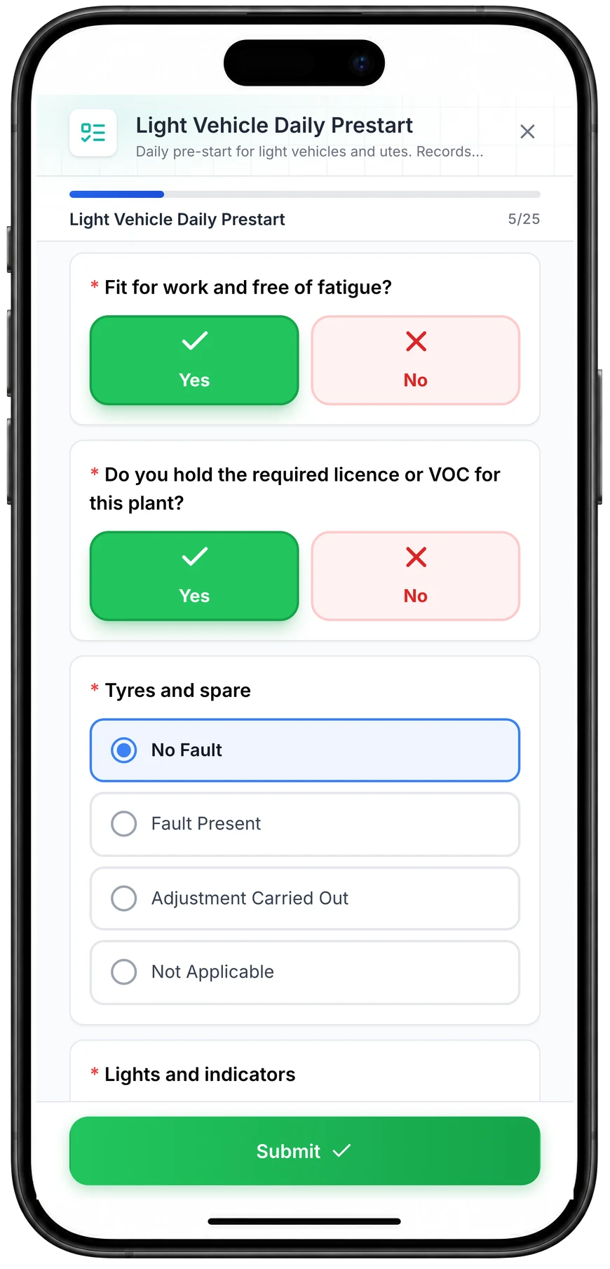 Complete the checklist, offline if you need to