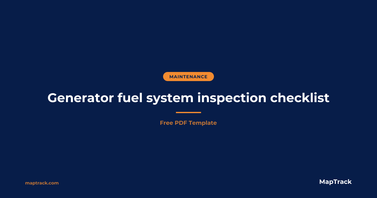 Free Generator Fuel System Inspection Checklist (PDF) 2026